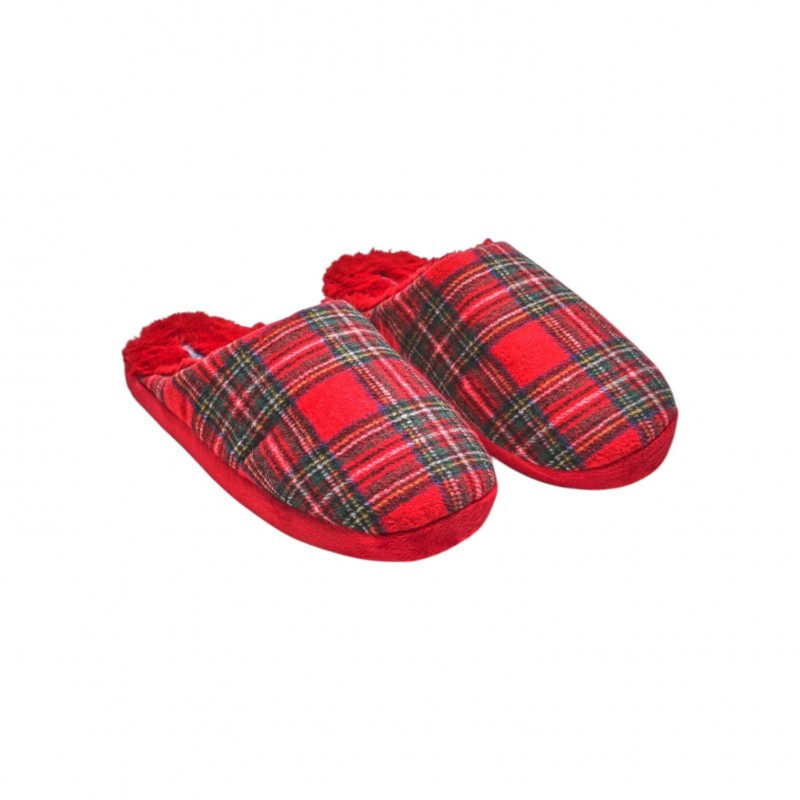 Ysabel Mora - Ανδρικές Παντόφλες με Κόκκινο Καρό Σχέδιο XMAS