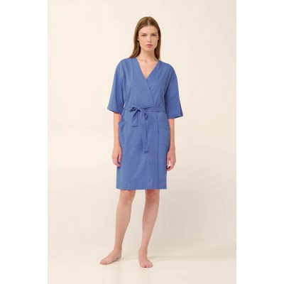 Σταυρωτή Καλοκαιρινή Ρόμπα από Βαμβάκι BLUE IRIS (22256-BLUE IRIS)