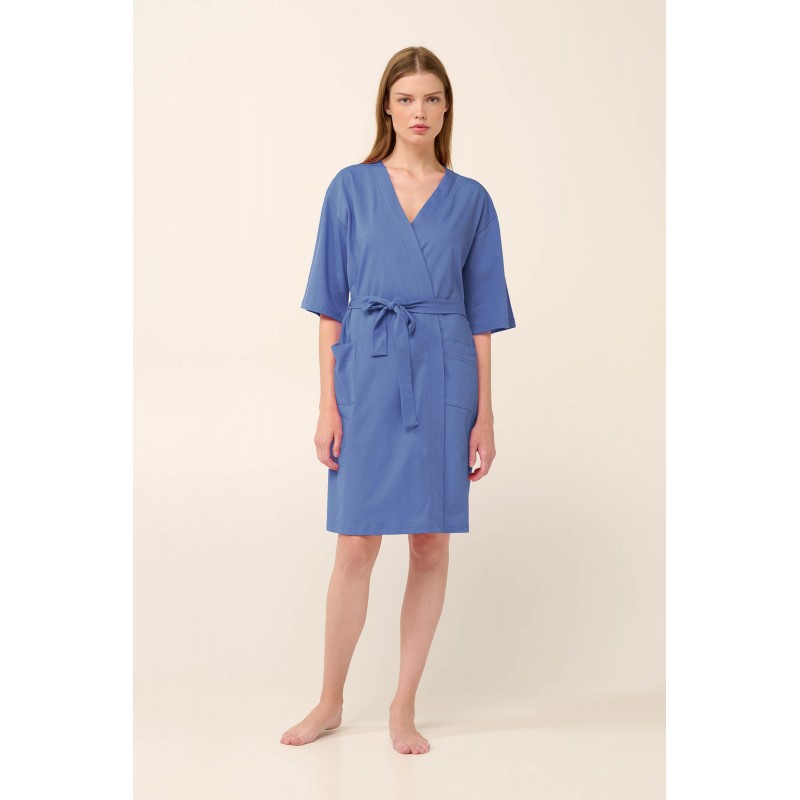 Σταυρωτή Καλοκαιρινή Ρόμπα από Βαμβάκι BLUE IRIS (22256-BLUE IRIS) Σταυρωτή Καλοκαιρινή Ρόμπα από Βαμβάκι BLUE IRIS (22256-BLUE IRIS)