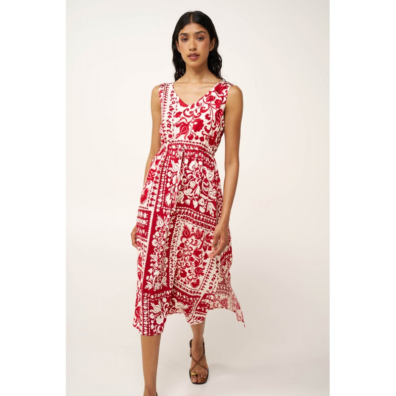 Μακρύ Καλοκαιρινό Φόρεμα από Ποπλίνα RED BERRY (24396-RED BERRY)
