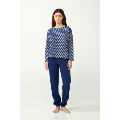 Interlock Πυτζάμα με Ρουστίκ Μοτίβο BLUE PRINT (21404-BLUE PRINT)