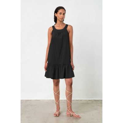 Μονόχρωμο Αμάνικο Φόρεμα BLACK (18451-BLACK)