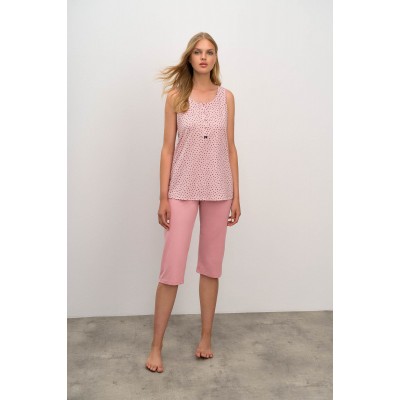 Εμπριμέ Πυτζάμα με Κουμπιά PINK GRAY (16292-PINK GRAY)