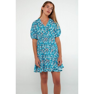 Φόρεμα με Κοντό Μανίκι BLUE CURACAO (20172-BLUE CURACAO)