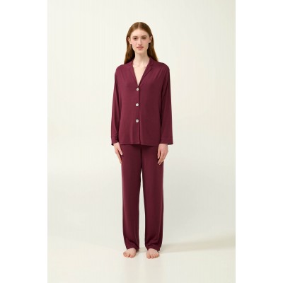 Κουμπωτή Γυναικεία Πυτζάμα Micromodal RED WINDSOR (23121-RED WINDSOR)