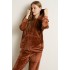 Γυναικείο Velvet Lounge Σετ με Κουκούλα ORANGE RUST (25189-ORANGE RUST)