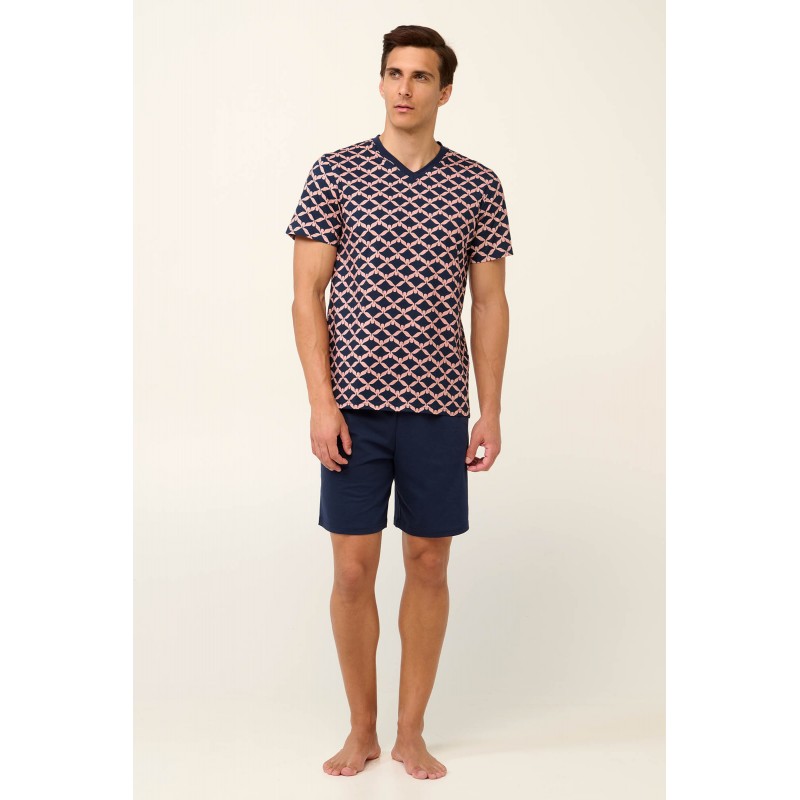 Βαμβακερή Ανδρική Πυτζάμα με V Λαιμόκοψη CORAL PINK (22662-CORAL PINK) Βαμβακερή Ανδρική Πυτζάμα με V Λαιμόκοψη CORAL PINK (22662-CORAL PINK)