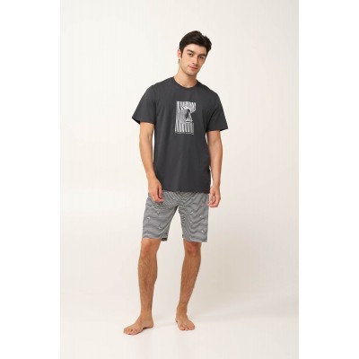 Ανδρική Καλοκαιρινή Πυτζάμα με Καραβάκι DARK GRAY (24672-DARK GRAY)