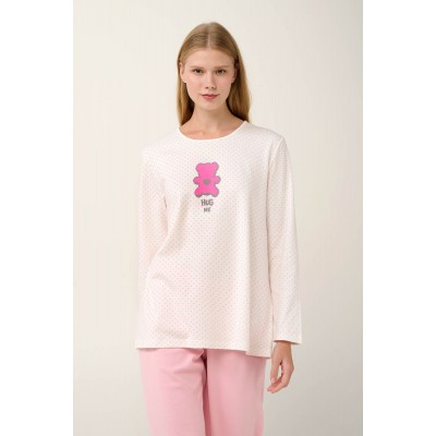 Γυναικείες Βαμβακερές Πυτζάμες με Τύπωμα PINK BLUSH (21932-PINK BLUSH)