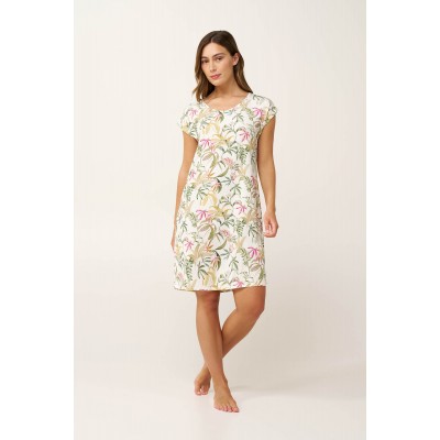 Micromodal Νυχτικό με Botanical Print GREEN LODEN (24151-GREEN LODEN)