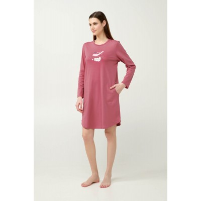 Βαμβακερό Νυχτικό με Τσέπες PINK WOOD (23213-PINK WOOD)