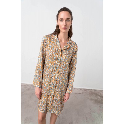 Εμπριμέ Κουμπωτό Νυχτικό BLUE SERENE (17076-BLUE SERENE)