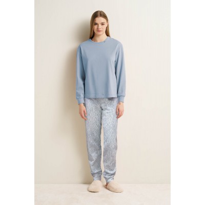 Γυναικεία Βαμβακερή Πυτζάμα με Μανσέτες BLUE SERENE (25249-BLUE SERENE)