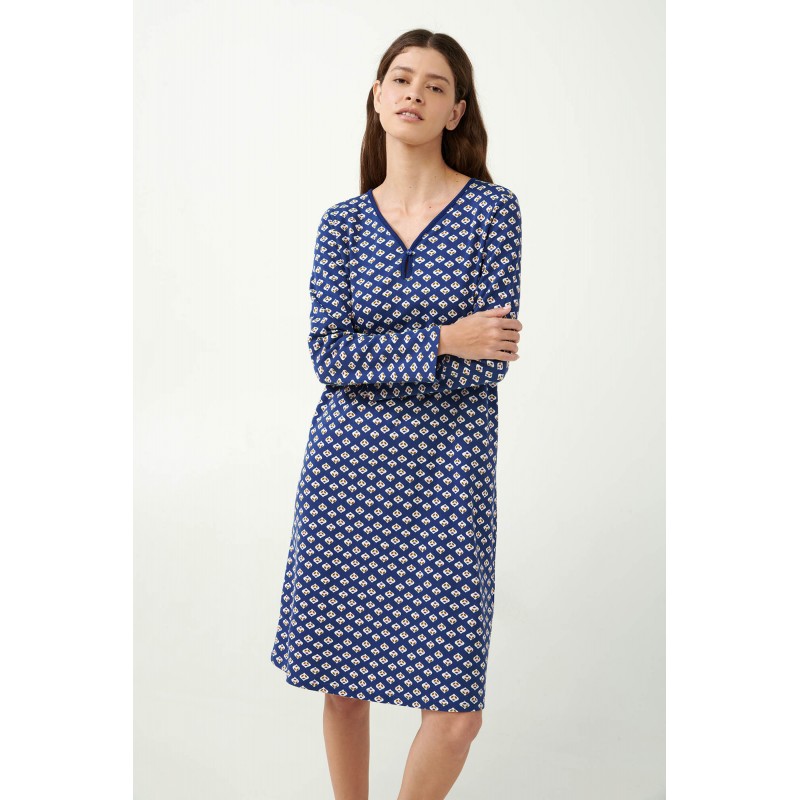 Interlock Νυχτικό σε Ρουστίκ Μοτίβο BLUE PRINT (21405-BLUE PRINT)