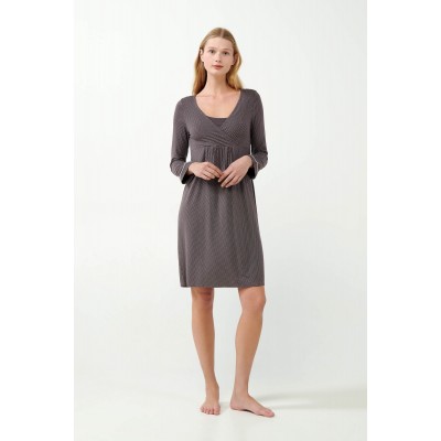 Micromodal Πουά Νυχτικό Εγκυμοσύνης και Θηλασμού GRAY MAUVE (21055-GRAY MAUVE)
