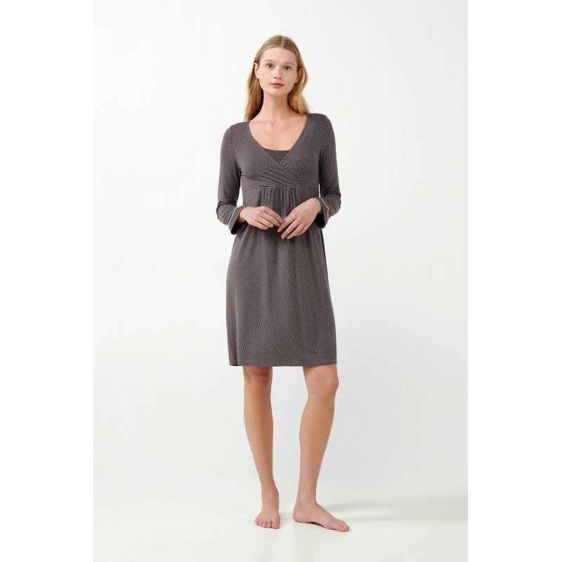 Micromodal Πουά Νυχτικό Εγκυμοσύνης και Θηλασμού GRAY MAUVE (21055-GRAY MAUVE)