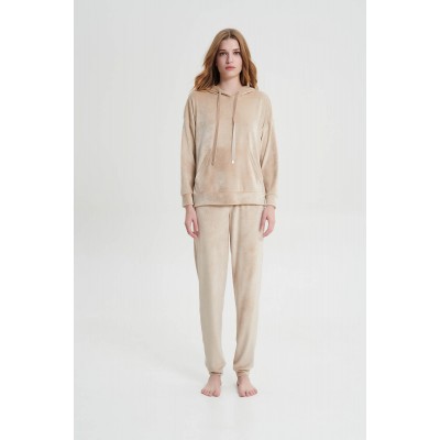 Μονόχρωμη Φόρμα με Κουκούλα BEIGE (19331-BEIGE)