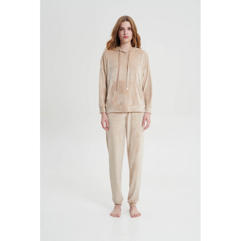 Μονόχρωμη Φόρμα με Κουκούλα BEIGE (19331-BEIGE)