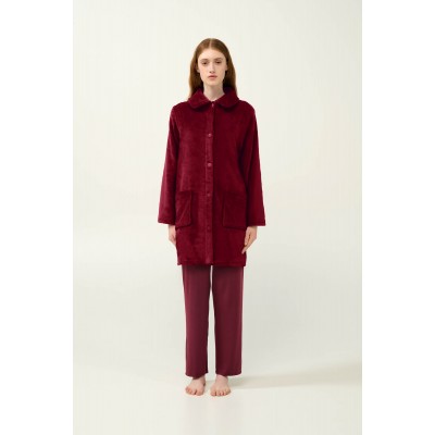 Γυναικεία Κουμπωτή Fleece Ρόμπα RED PORTO (23362-RED PORTO)
