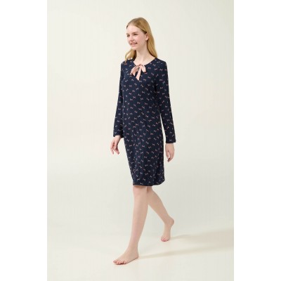 Νυχτικό Micromodal με Φιογκάκια BLUE BLAZER (23054-BLUE BLAZER)