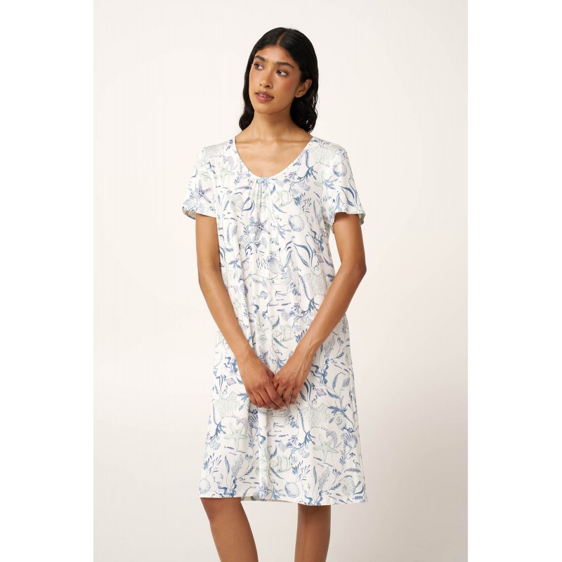 Micromodal Νυχτικό με Σούρες BLUE RAIN (24084-BLUE RAIN)