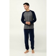 Ανδρική Velvet Πυτζάμα με Μανσέτες SMOKE MELANGE (23703-SMOKE MELANGE)