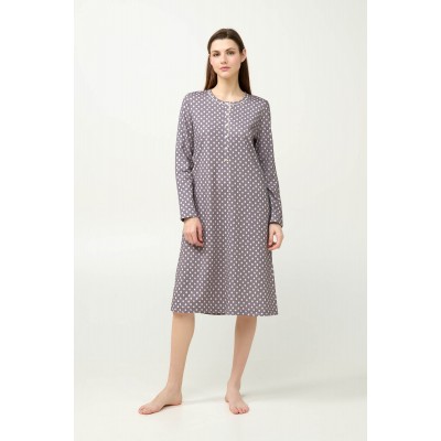 Πουά Φούτερ Νυχτικό με Πατιλέτα SMOKY IRON (23343-SMOKY IRON)