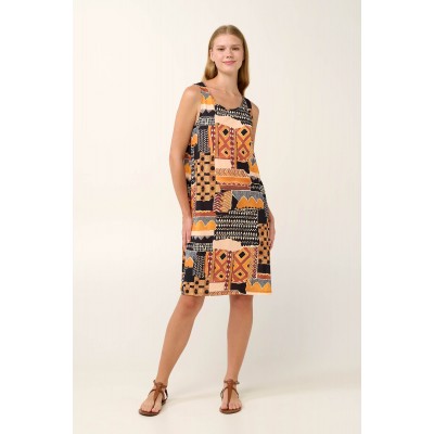 Αμάνικο Καλοκαιρινό Εμπριμέ Φόρεμα BLACK (20964-BLACK)