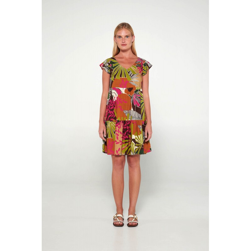 Φόρεμα με Κοντό Μανίκι GREEN OASIS (20430-GREEN OASIS)