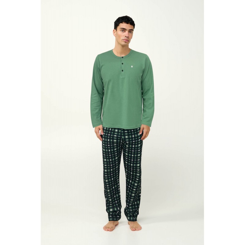 Ανδρική Βαμβακερή Πυτζάμα με Πατιλέτα GREEN BARLEY (23928-GREEN BARLEY)