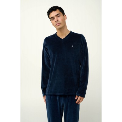 Μονόχρωμη Ανδρική Velvet Πυτζάμα BLUE BLAZER (23704-BLUE BLAZER)
