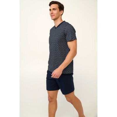 Βαμβακερή Ανδρική Πυτζάμα με Κουμπιά BLUE (22685-BLUE)
