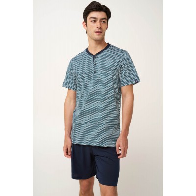 Βαμβακερή Ανδρική Πυτζάμα με Πατιλέτα BLUE (24622-BLUE)