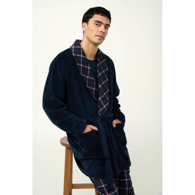 Ανδρική Σταυρωτή Fleece Ρόμπα BLUE (23691-BLUE)