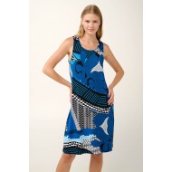 Αμάνικο Καλοκαιρινό Φόρεμα από Viscose BLUE AEGEAN (20962-BLUE AEGEAN)