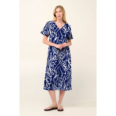 Καλοκαιρινό Φόρεμα από Ποπλίνα με Πιέτα BLUE PRINT (22399-BLUE PRINT)