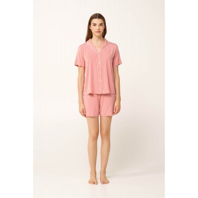 Γυναικεία Micromodal Κουμπωτή Πυτζάμα PINK TAN (24060-PINK TAN)