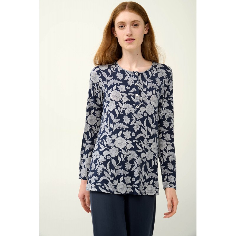 Γυναικεία Πυτζάμα Micromodal με Πατιλέτα BLUE BLAZER (23060-BLUE BLAZER)