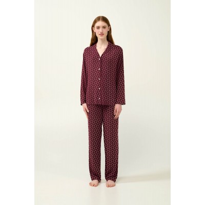 Γυναικεία Πυτζάμα Micromodal με Κουμπιά RED WINDSOR (23035-RED WINDSOR)