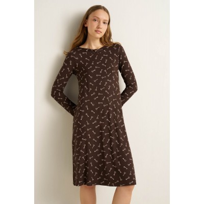 Micromodal Νυχτικό με Μακριά Μανίκια BROWN MUSE (25051-BROWN MUSE)