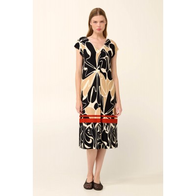 Καλοκαιρινό Φόρεμα από Viscose με V Λαιμόκοψη BLACK (22476-BLACK)