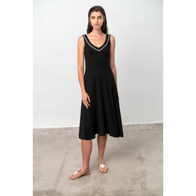 Μονόχρωμο Αμάνικο Φόρεμα BLACK (18490-BLACK)