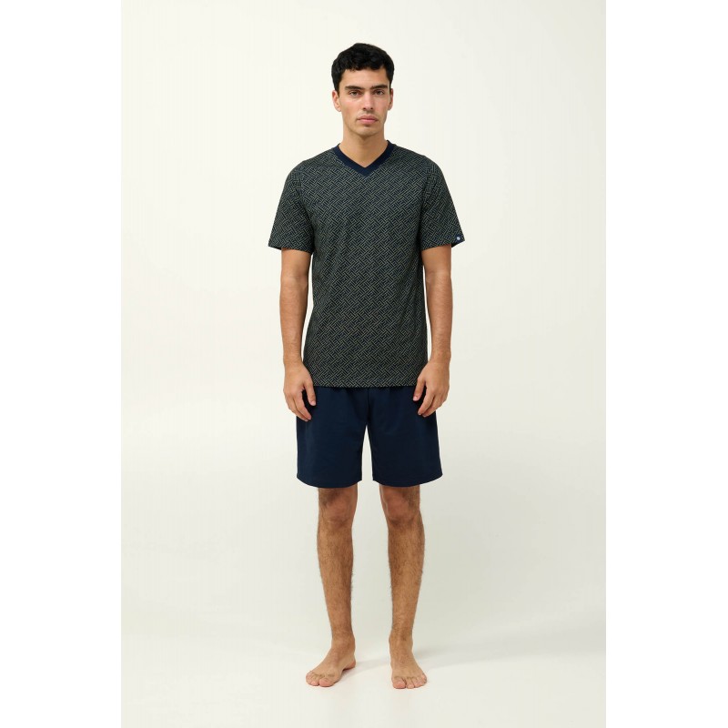 Ανδρική Βαμβακερή Πυτζάμα με Κοντό Μανίκι BLUE (23653-BLUE)