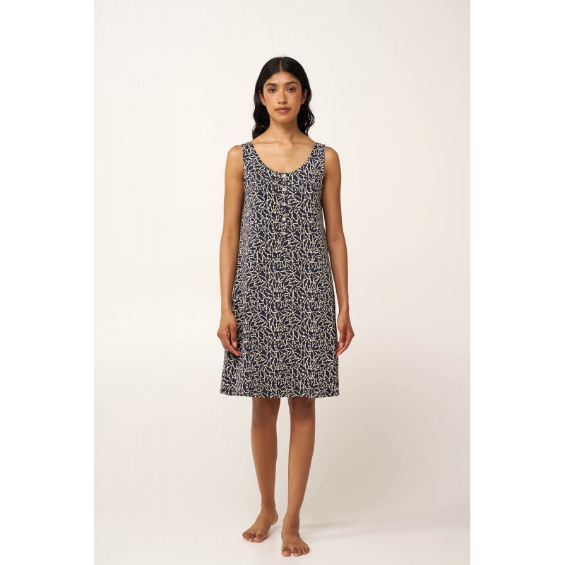 Micromodal Φλοράλ Νυχτικό με Πατιλέτα BLUE BLAZER (24112-BLUE BLAZER)