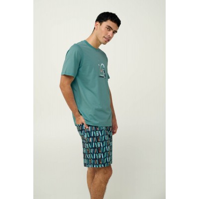 Ανδρική Βαμβακερή Πυτζάμες με Κοντό Μανίκι TEAL BRITTANY (23662-TEAL BRITTANY)