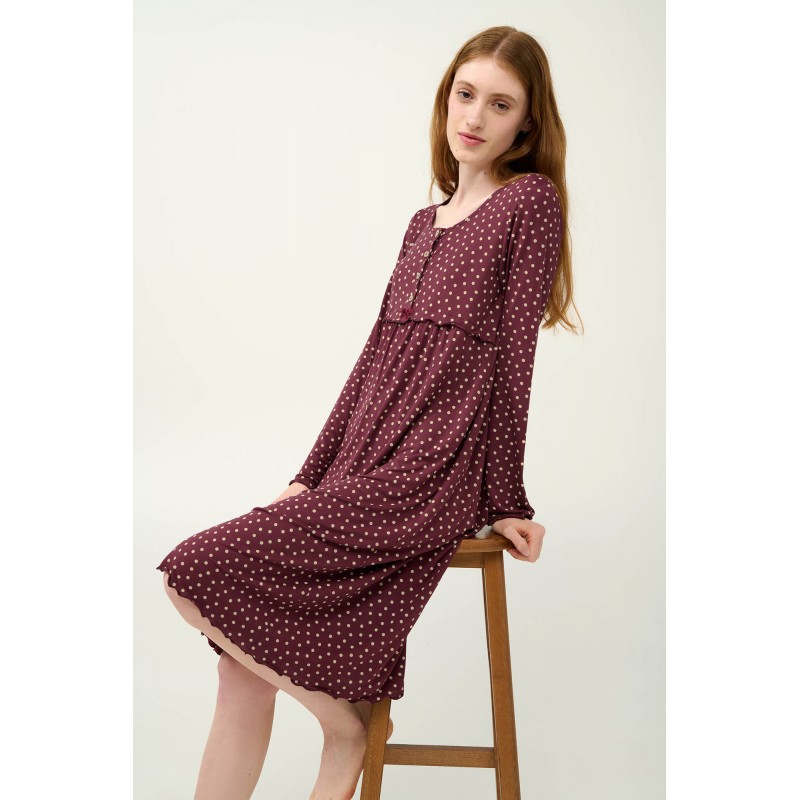 Micromodal Πουά Νυχτικό Εγκυμοσύνης και Θηλασμού RED WINDSOR (23031-RED WINDSOR)