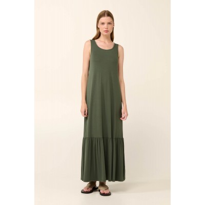 Μονόχρωμο Μακρύ Καλοκαιρινό Φόρεμα GREEN IVY (22512-GREEN IVY)