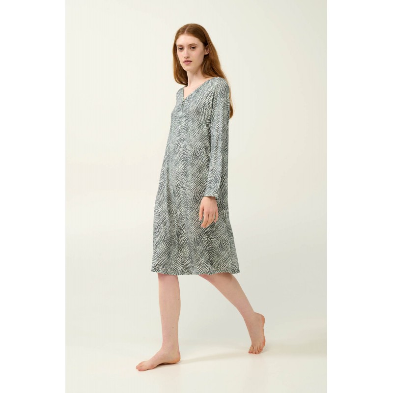 Χειμερινό Micromodal Νυχτικό Animal Print GREEN SAGE (23015-GREEN SAGE)