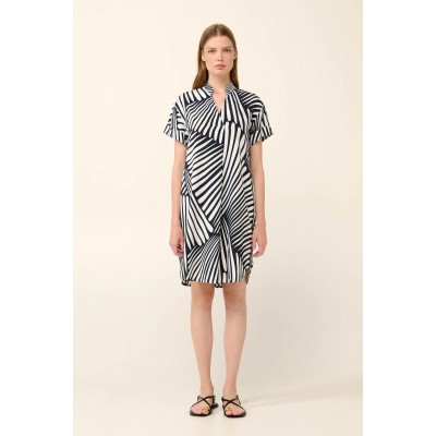 Καλοκαιρινό Φόρεμα από Ποπλίνα με Λαιμόκοψη V BLACK (22425-BLACK)