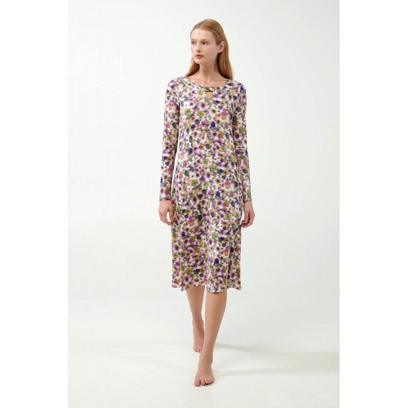 Micromodal Μακρύ Φλοράλ Νυχτικό GREEN MOSS (21062-GREEN MOSS)